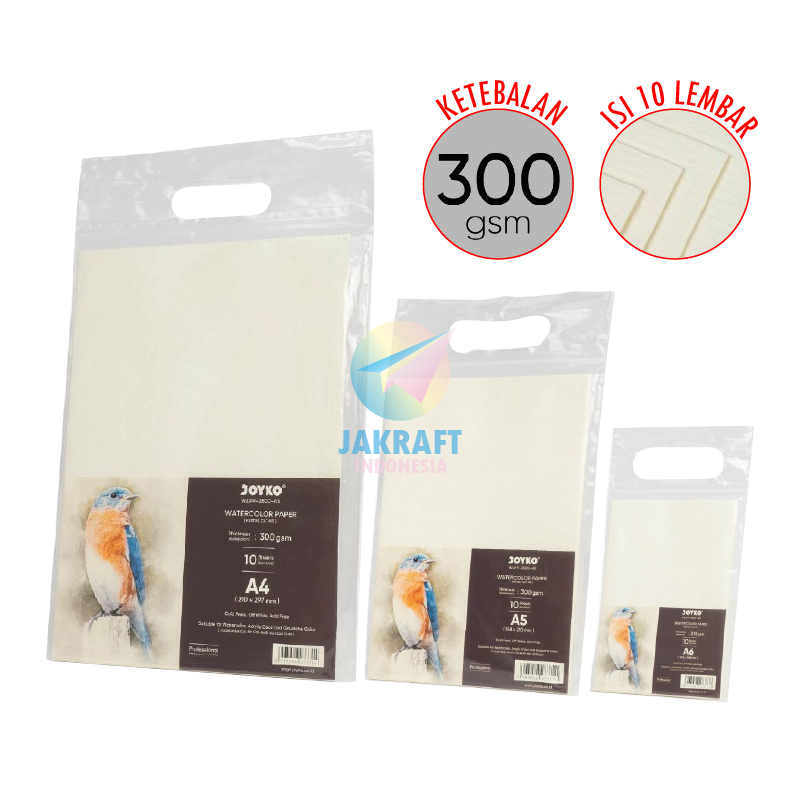 

(10 Lembar) Kertas Kanvas Lukis JOYKO WLPP-2500 Besar A4 | Sedang A5 | Kecil A6 Tebal 300 Gsm Segala Jenis Cat Air Watercolor Acrylic Minyak Poster