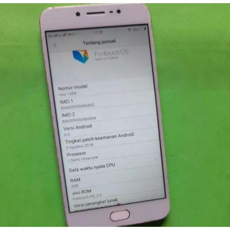 Vivo V5 lite Vivo 1609 Ram 3/32GB 4G Minus / Nego Tipis