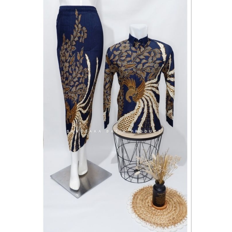 Batik Couple Rok Plisket Setelan Batik Premium