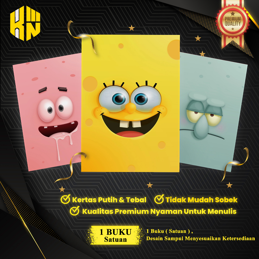 

KEN.IND - Buku Tulis Sekolah Custom Tema SPONGEBOB Bergaris 50 Lembar Isi 1 Buku/ Buku Tulis Anime/ Buku Aesthetic/ Buku Catatan