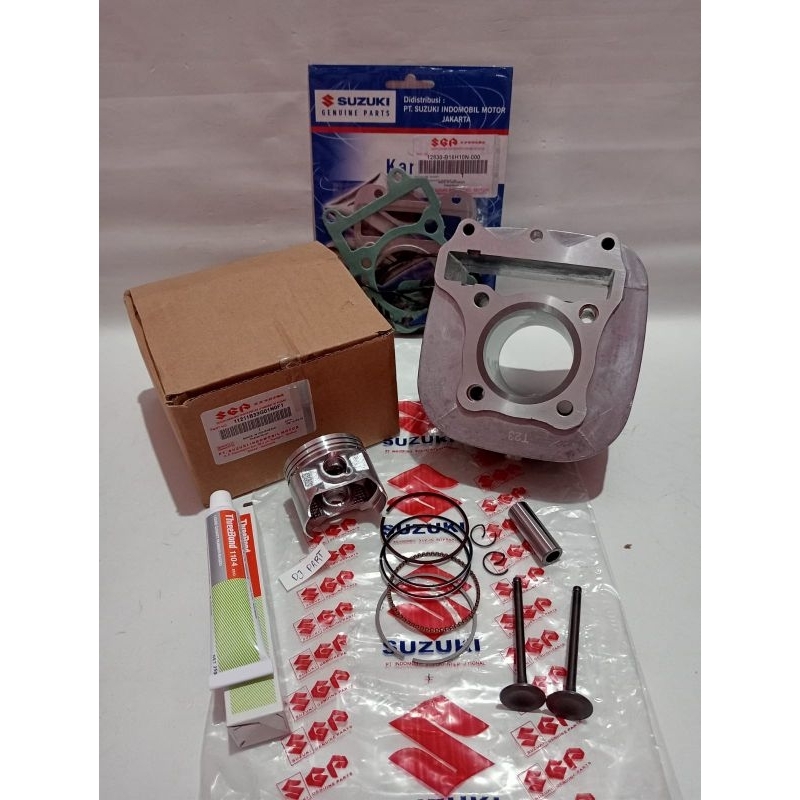 Blok seher spin 125 komplit piston+klep set+lem tribon Suzuki Spin 125/Skydrive/Skywave kualitas Ori