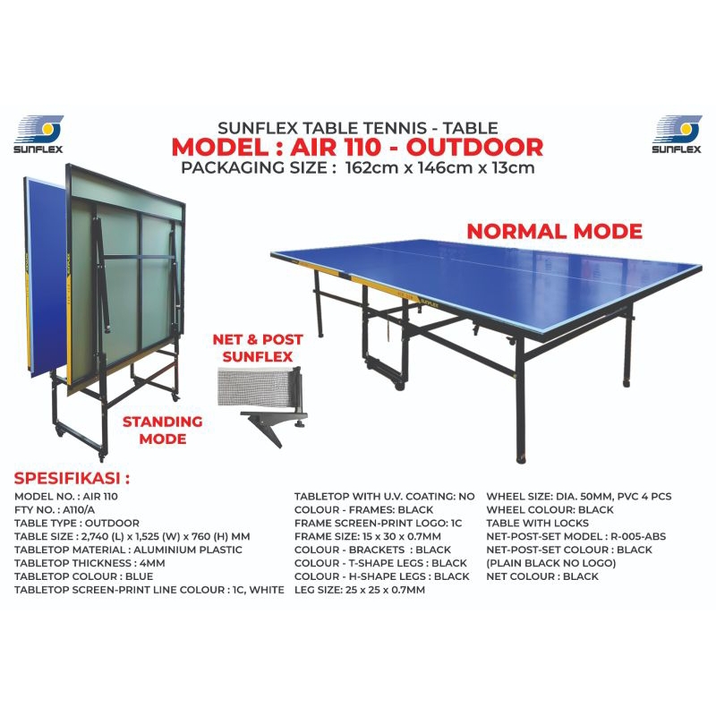 MEJA PINGPONG TENIS MEJA SUNFLEX AIR 110 OUTDOOR ORIGINAL
