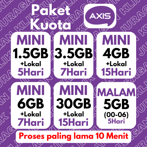 Paket Data Isi Ulang Inject Kuota AXIS AIGO BRONET 24JAM OWSEM MINI TerLengkap - Langsung ORDER - Pr