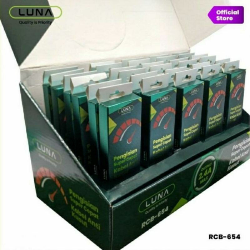 LUNA KABEL DATA RCB-654 micro usb & type-c fast charging 2.4A Anti kusut.