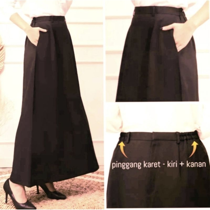 Rok pembina coklat pramuka guru model A line pinggang resleting / Rok kerja panjang bahan tebal