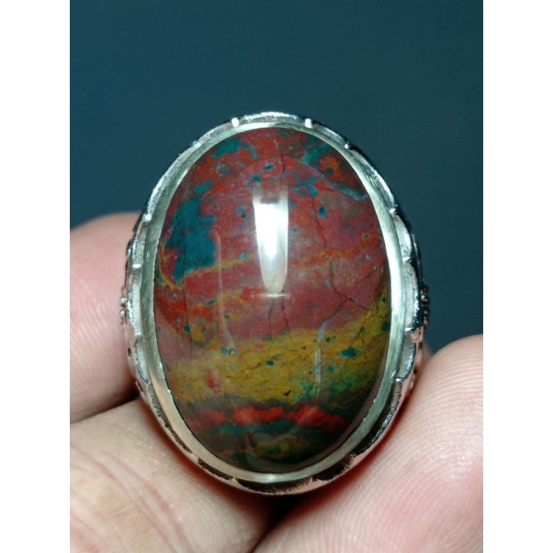 cincin batu akik pacawarna multy klawing super unik lain phyrus bacan garut