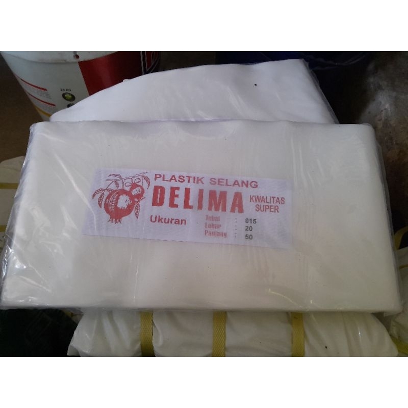 selang plastik 4dim  4" delima 50M bening/putih