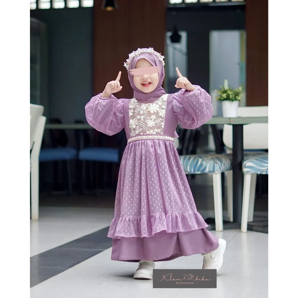 GARANSI SET GAMIS ANAK/GAMIS ANAK TILE/GAUN PESTA/GAMIS BROKAT/TILE DOT
