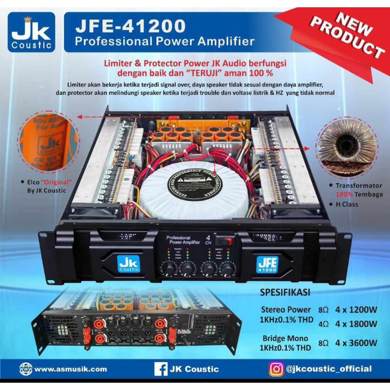 Power JK COUSTIC JFE 41200 4 Chanel 1200 w