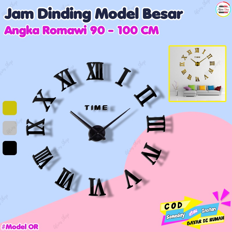 Jam Dinding Besar Romawi Tempel DIY Giant Clock Quartz Dekorasi Unik - Quart Creative Design 90-100c