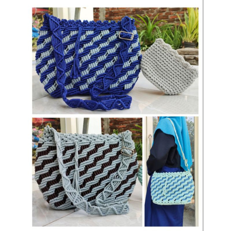 Tas Rajut Motif Hobosalur Mutiara Tas Macrame Handmade Model Handbag Mewah Tas Pesta Selempang Terba