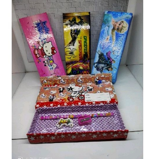 

tempat/kotak/tepak pensil karton magnet full set