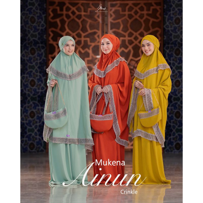 Arrafi Telekung Mukena Ainun Crinkle Original Terbaru