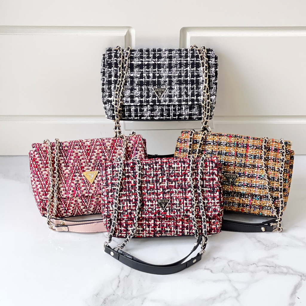 GSB LIMITED STOCK TAS GUESS CESSILY TWEED CROSSBODY CHAIN SHOULDER BAG 01107