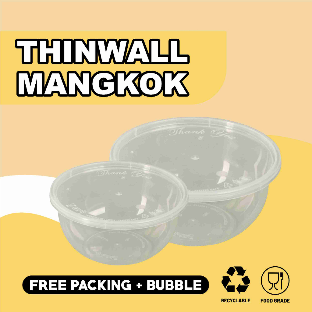 Thinwall Mangkok 200ml 300ml 400ml 450ml Bulat Datar