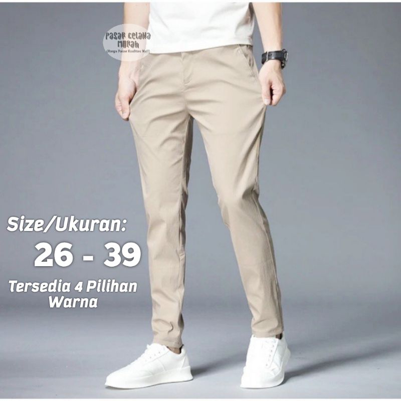 Celana Chino Pria Panjang Slimfit Chinos cowo cino cowok Premium pensil / Celana pria