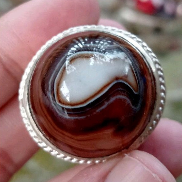 batu cincin akik yaman puser bumi motif ikan jumbo