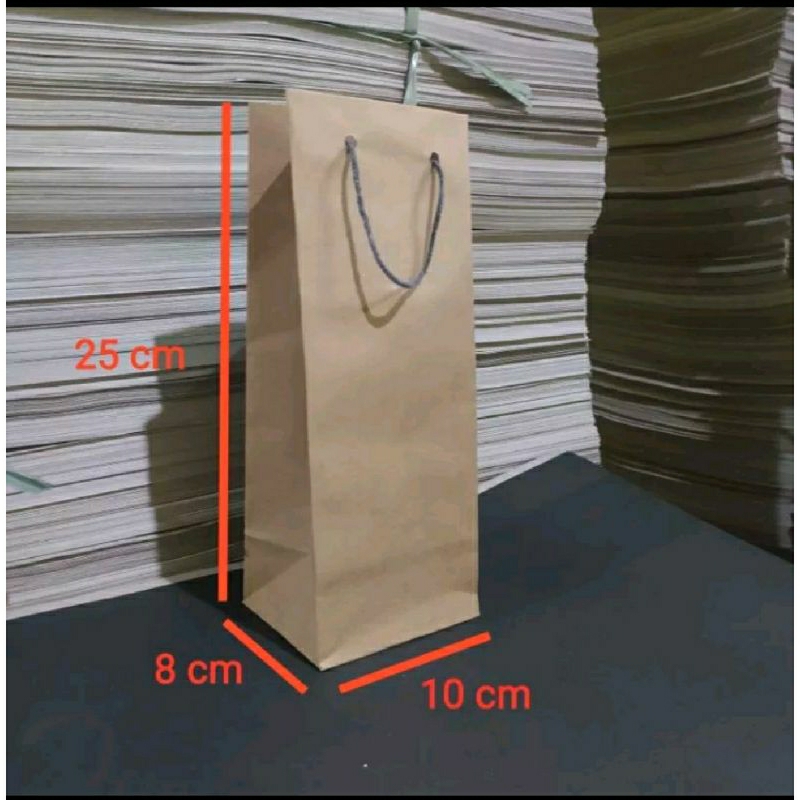 

paperbag Polos coklat botol ukuran 10 x 8 x 25