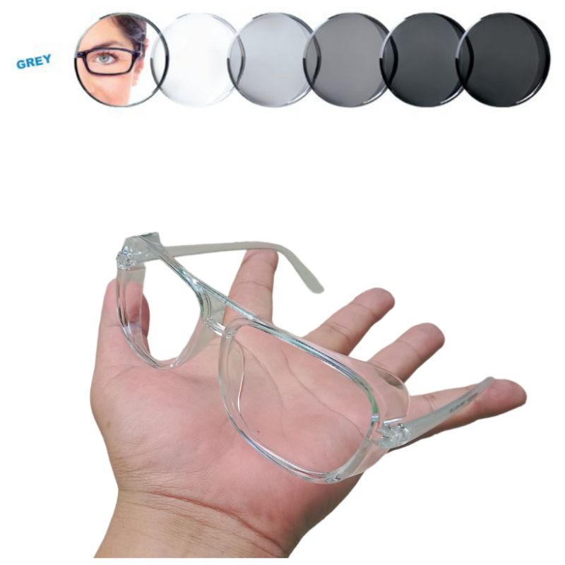 Kacamata safety clear photocromic gratis lensa minus