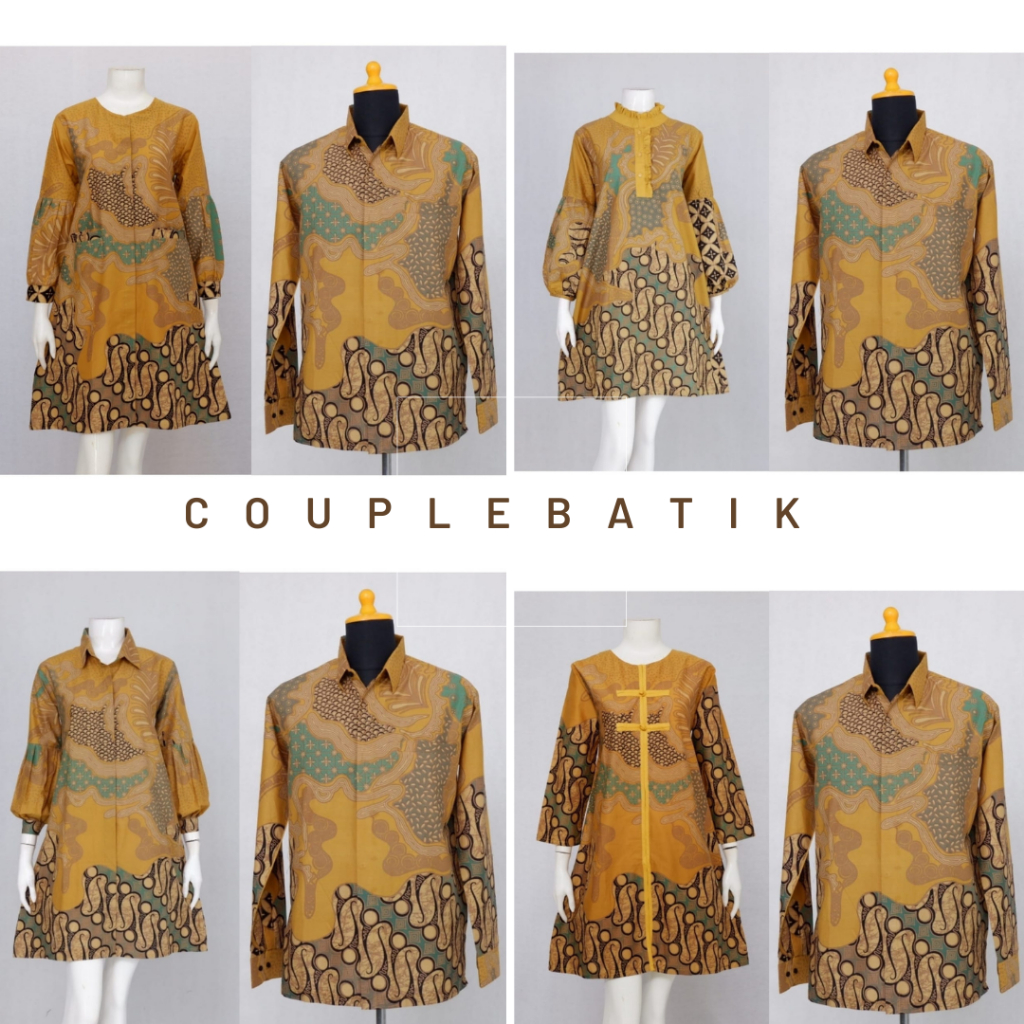 Elzaeda Couple Tunik Batik dan Kemeja Batik Modern Jumbo LD 120 130 140 | Couple Seragam Kantor Baju