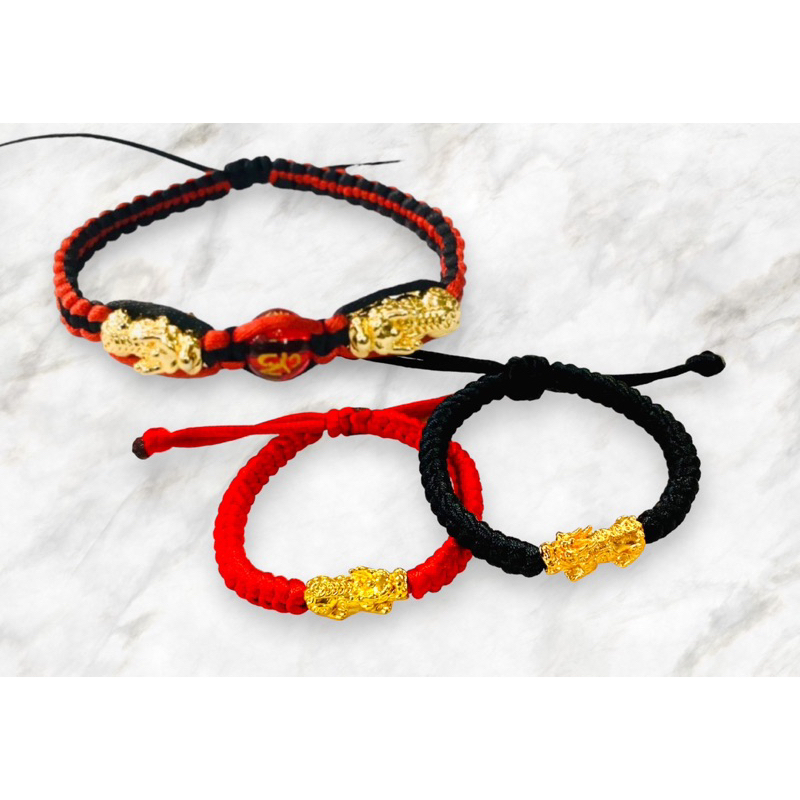 Gelang pixu naga emas tali rajut