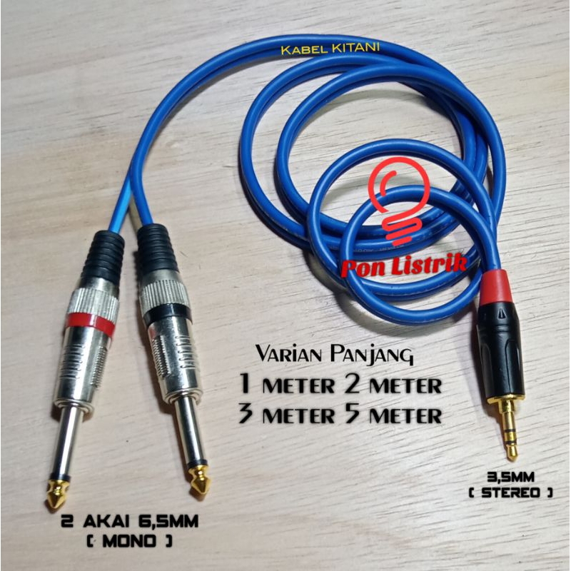 kabel konektor hp/laptop to mixer jack 3,5mm to 2 akai mono