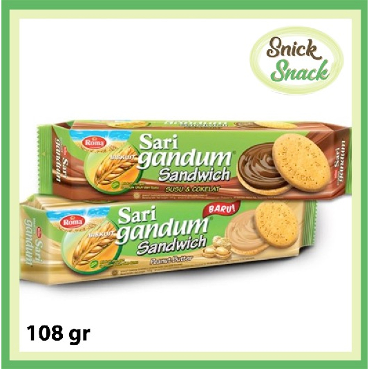 

Roma Sari Gandum Sandwich Biskuit Krim Coklat Kacang 108 gr Chocolate Peanut Butter