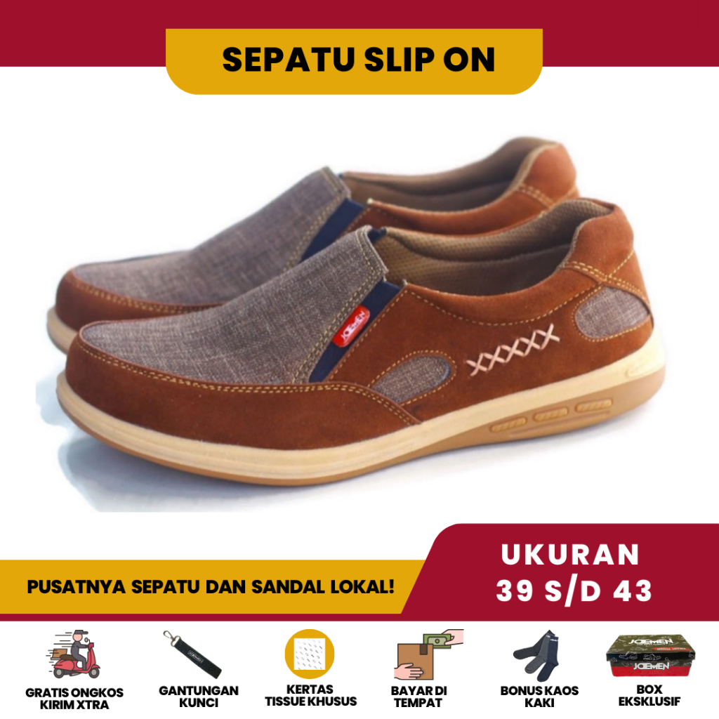 Palapa Sepatu Sendal Sandal Slip On Joemen J 54 J54 Pria Tanpa Tali Santai Dewasa Casual Full Black 