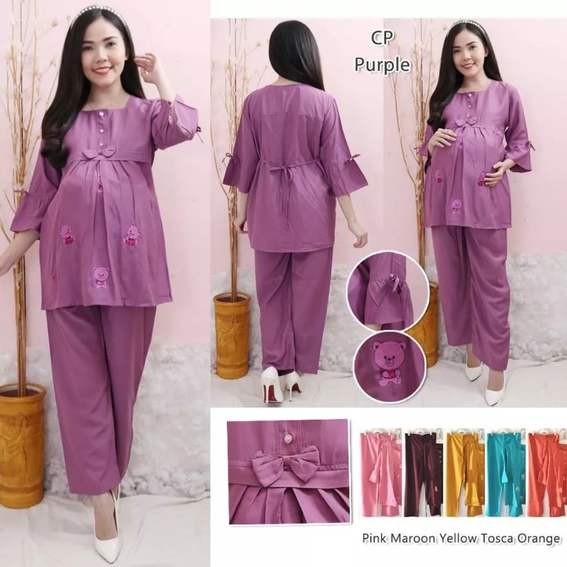 SETELAN BAJU IBU HAMIL KEKINIAN - JUAL BAJU IBU HAMIL MODIS - ONE SET IBU HAMIL LENGAN 3/4 KEREN - B