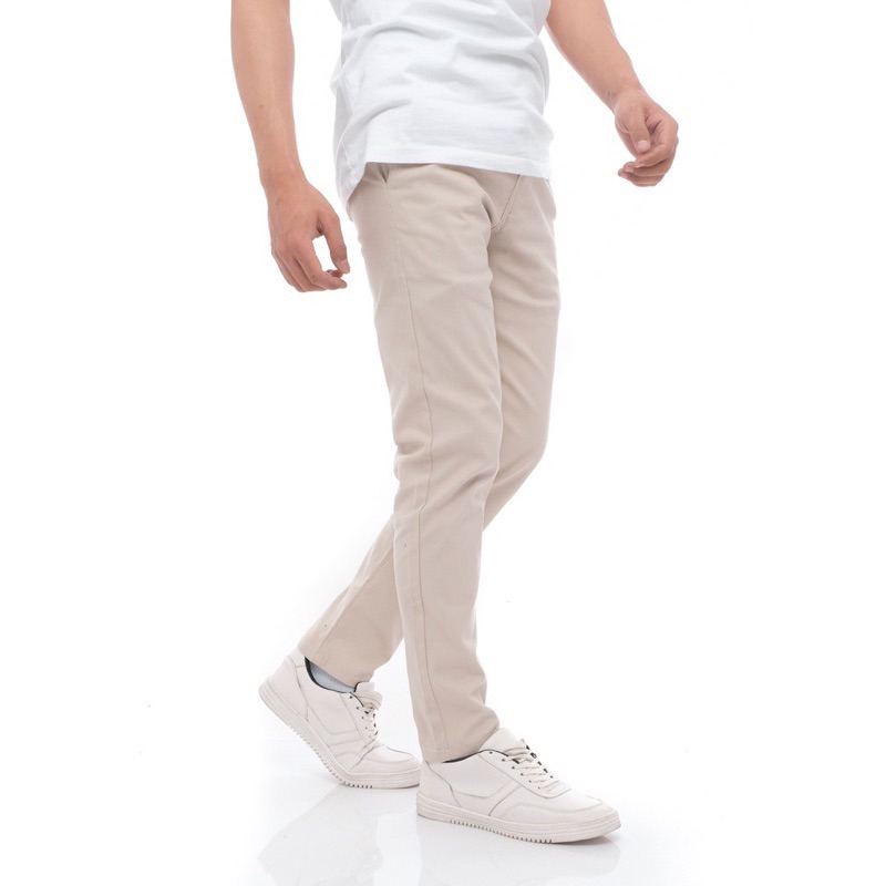 Celana Panjang Slimfit Chino/Cino/Chinos Pria/Cowok Pensil - Krem(Cream)/Abu(Grey)/Hitam(Black)
