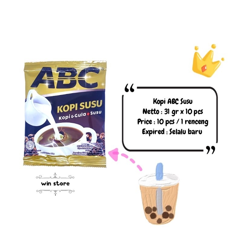 

Kopi ABC Susu Plus Gula Sachet Renceng 10pcs Minuman Kopi Bubuk Instan