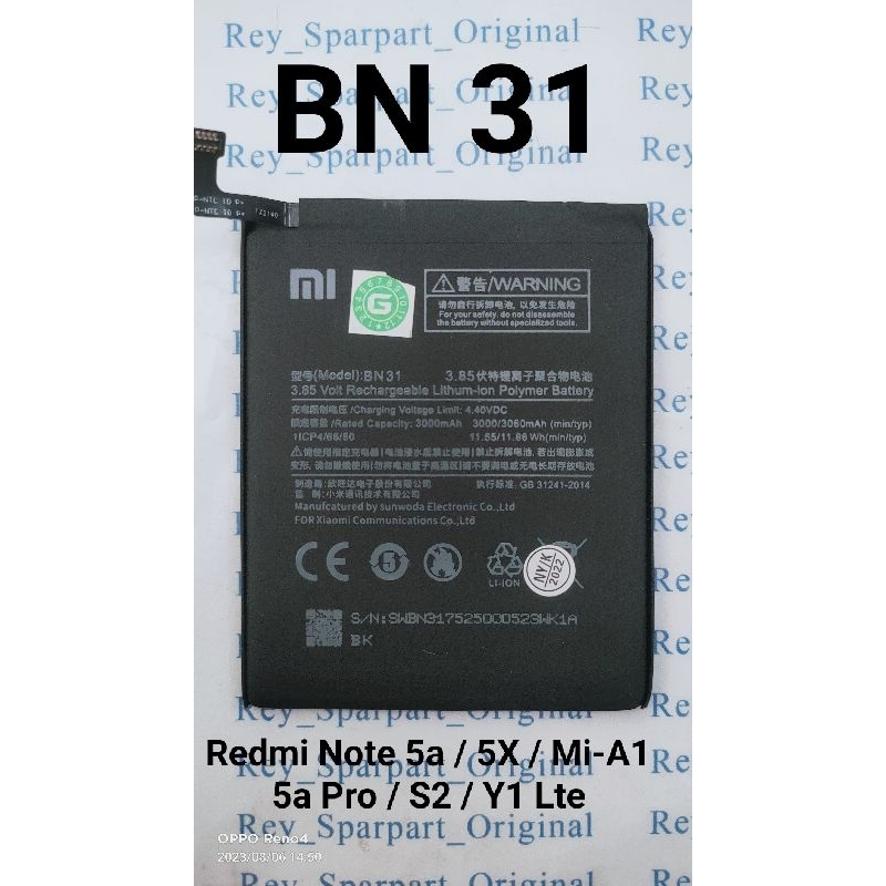 Batre / Battery / Baterai BN 31 BN31 Xiaomi Redmi Note 5a / Resmi 5X / Mi-A1 / Redmi 5a Pro / Redmi 