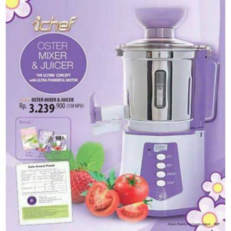(READY) OSTER MIXER JUICER ICHEF 100% Original Blender 3in1 Bahan Berkualitas Made in Korea FREE 1BO