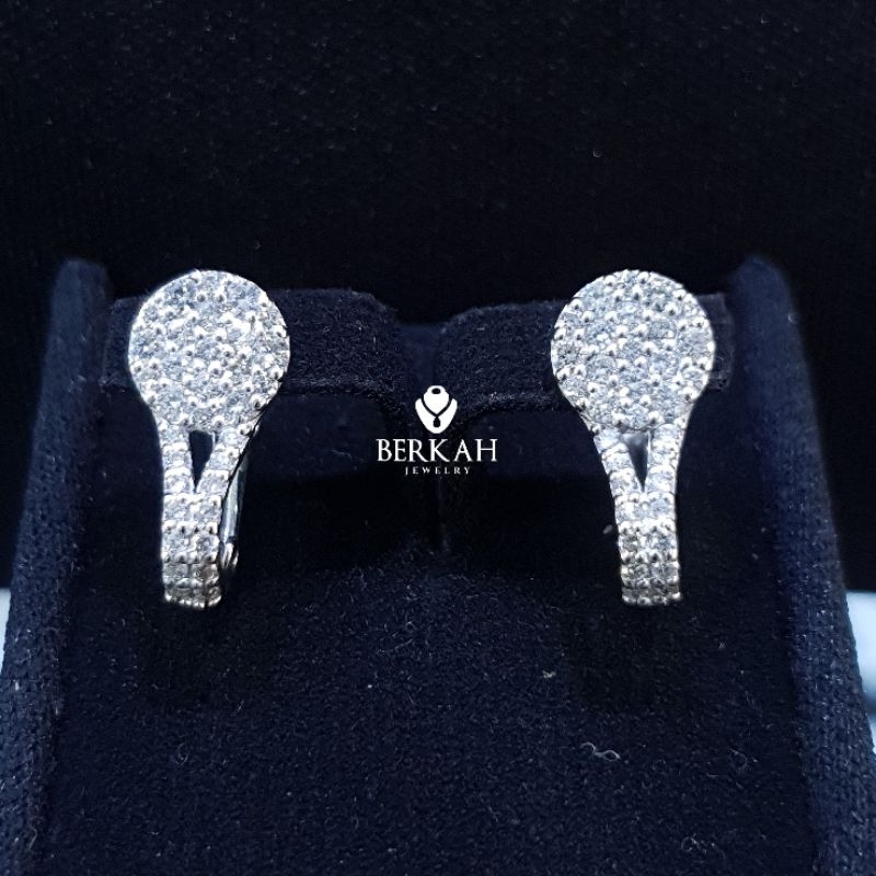 Anting Giwang Emas putih 75% 18K berlian eropa asli natural diamond