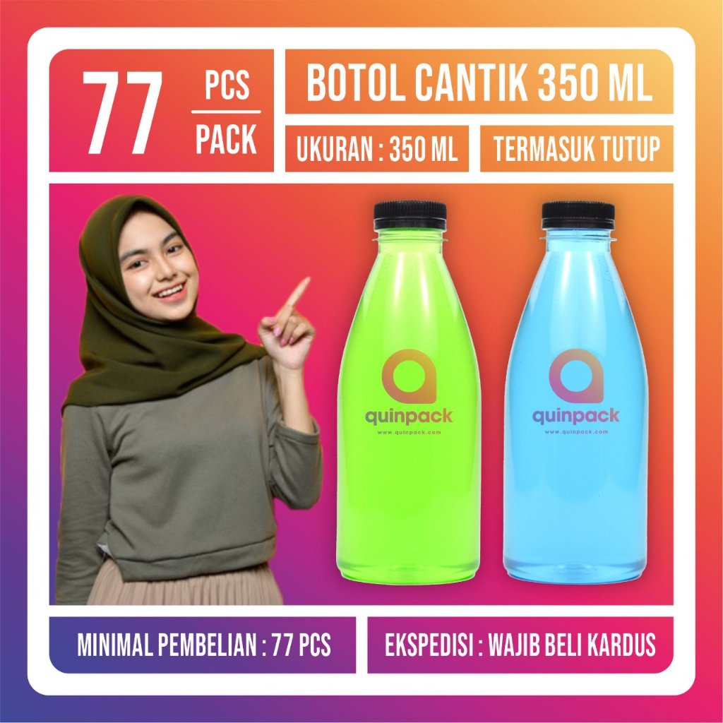 Botol Plastik 350 ml-Botol cantik valencia 350 ml Almond Kale  25  pcs