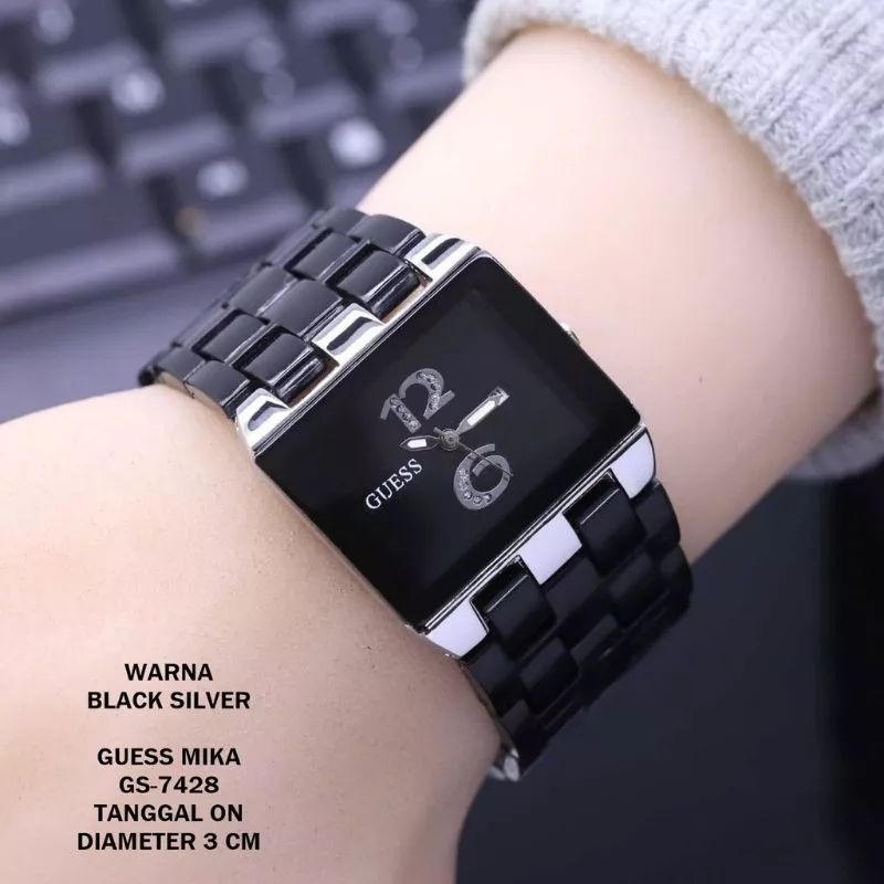 JAM TANGAN WANITA FASHION RANTAI MIKA ANALOG TANGGAL AKTIF