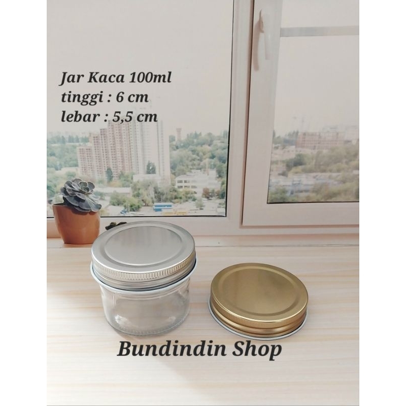 Jar / toples kaca uk 100ml tutup alumunium