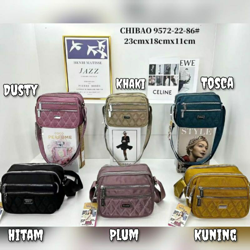 TAS SELEMPANG WANITA ORI CHIBAO KANVAS BORDIR SGH9572- 6Sleting