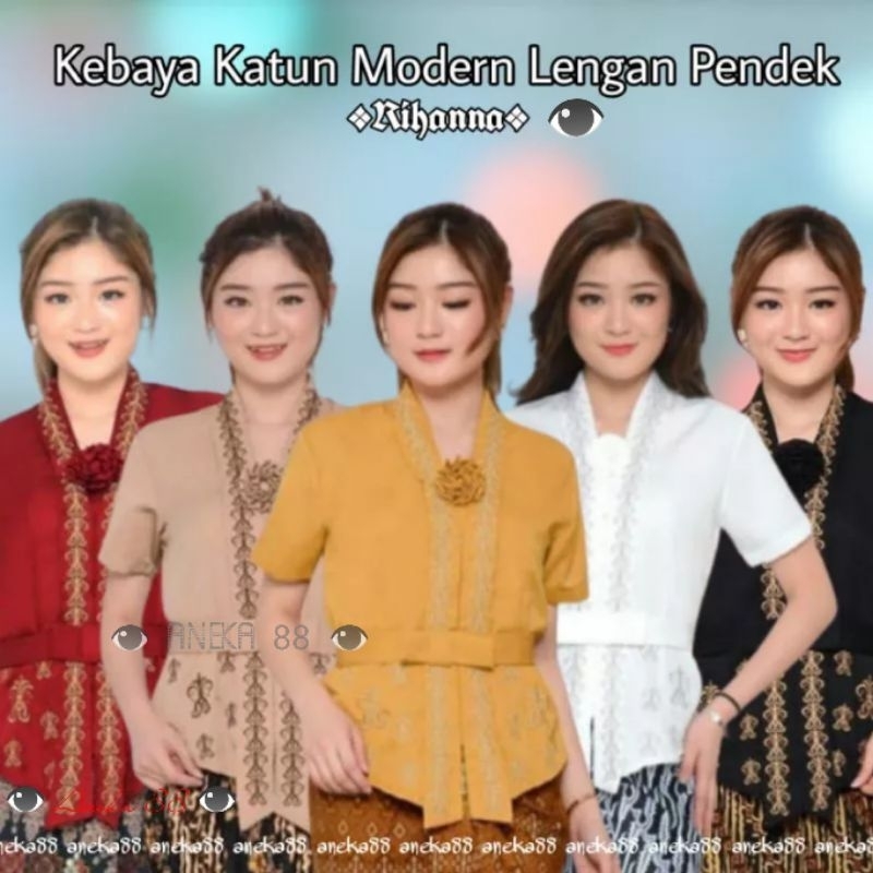 Atasan Kebaya Bordir Katun Wanita Dewasa Lengan Pendek