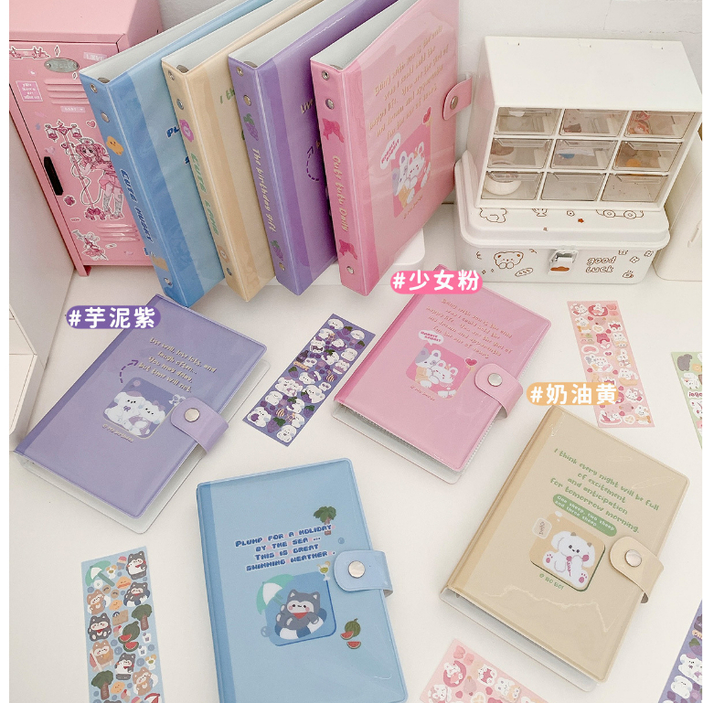Composition Book Buku Binder A5 6 Ring Bahan PVC Album Photocard PC Tempat Penyimpanan Kartu Sleeve 