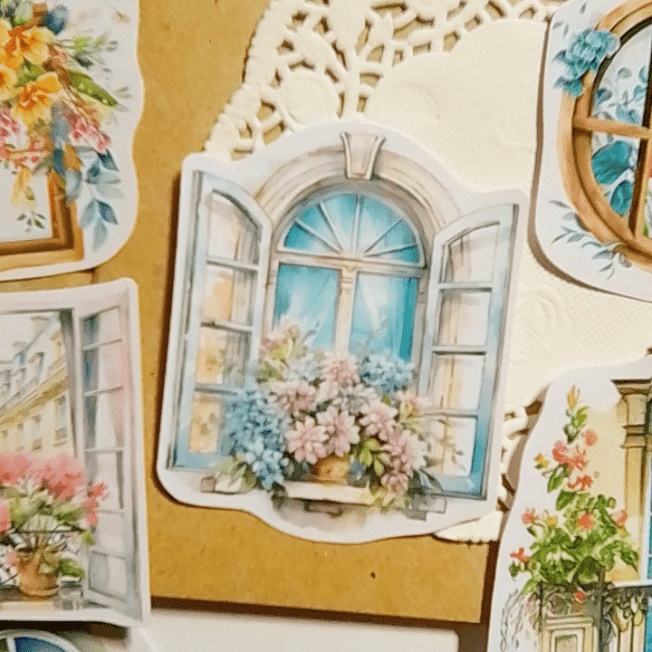 

(20 pcs) French Window Sticker | stiker jendela prancis perancis paris bunga vintage aesthetic retro jadul journal scrapbook aesthetic hiasan junk tempelan bujo set pack dekorasi korea