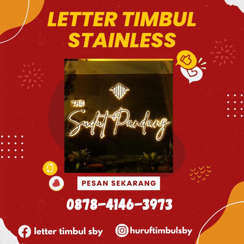 Jual Letter Timbul Stainless Backlight Huruf Logo Angka Stainless LED