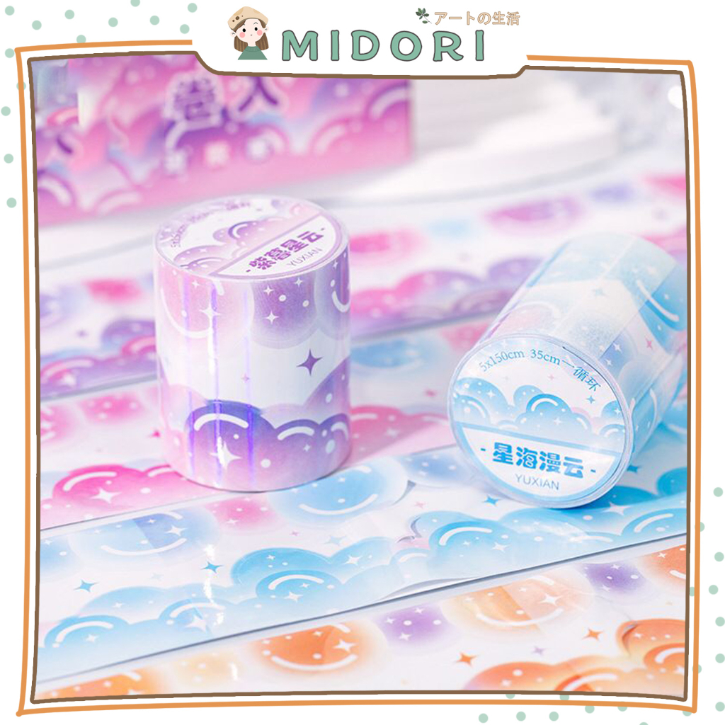

[MIDORI] 1Rolls STICKER CLOUD LACE TAPE Pita Deco Masking Tape Jurnal DIY Scrapbook AGUGU - A0048