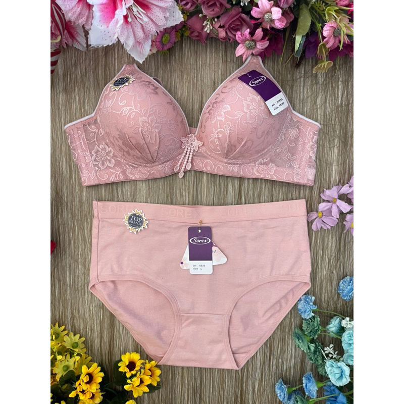 sorex bra set tanpa kawat motif bunga