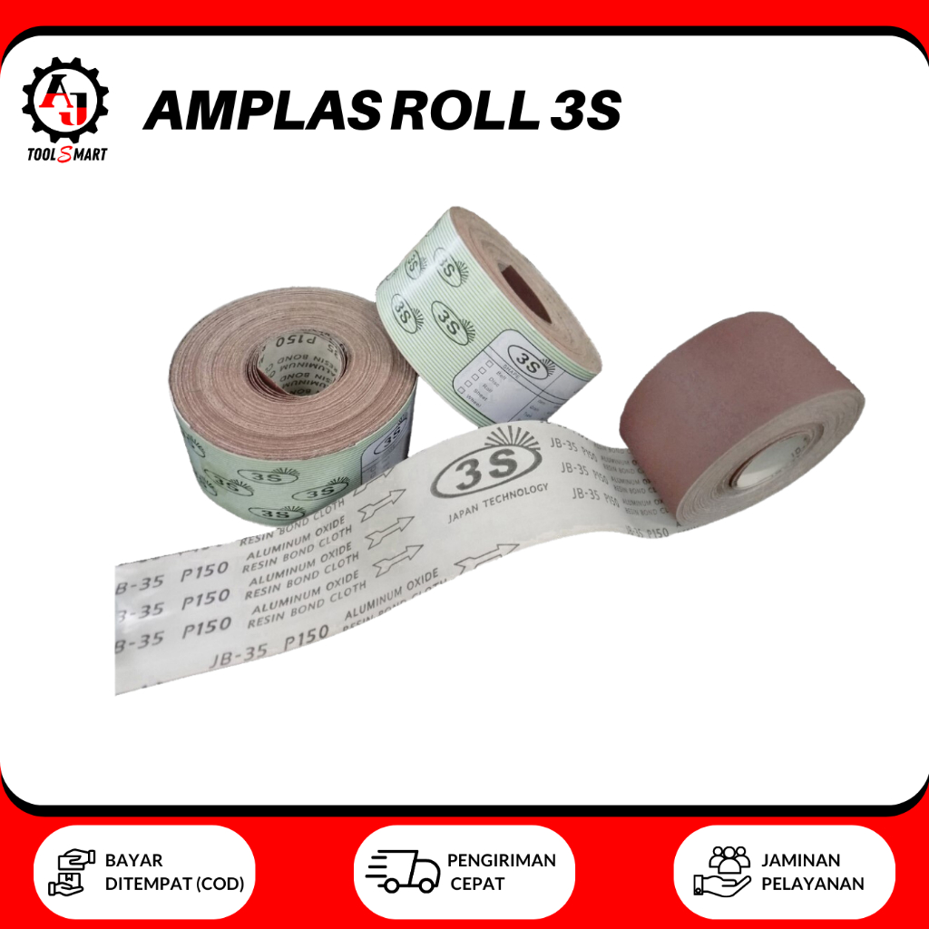 Amplas Roll 3S Amplas Grit 40 60 80 100 120 150 180 240 320 400 Amplas Gulung Kertas Amplas