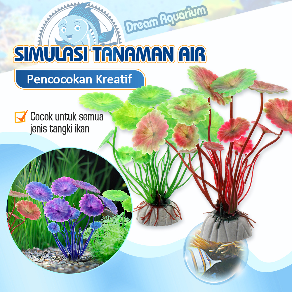 Tanaman Air Buatan Tanaman Hijau Dekorasi Tangki Ikan Ornamen Plastik Lanskap Tangki Ikan