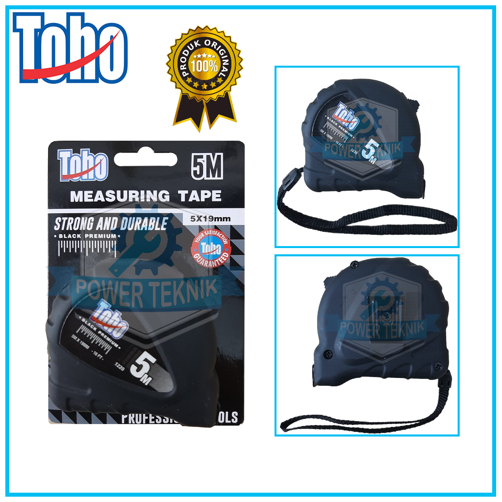 Meteran 5 M TOHO Measuring Tape Black Series / Meteran Tukang 5Meter Perkakas Pertukangan JetjoTools