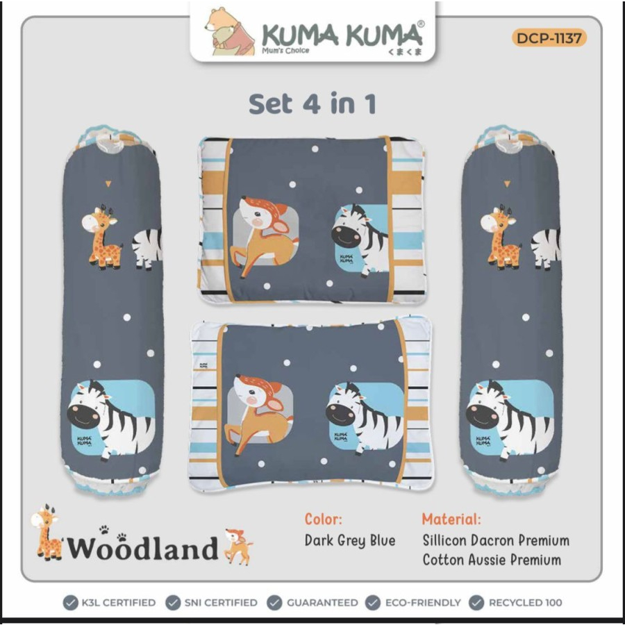 Kuma Kuma Bantal 4 in 1 Peang Set |Bantal Guling Bayi Set| 2 Guling 2 BantalBantal Bayi Set