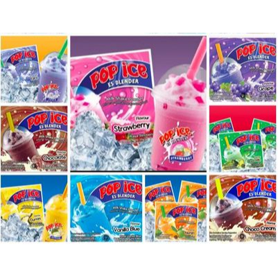 

POP ICE SACHET ANEKA 1 RENTENG = 10 SACHET @23 GR