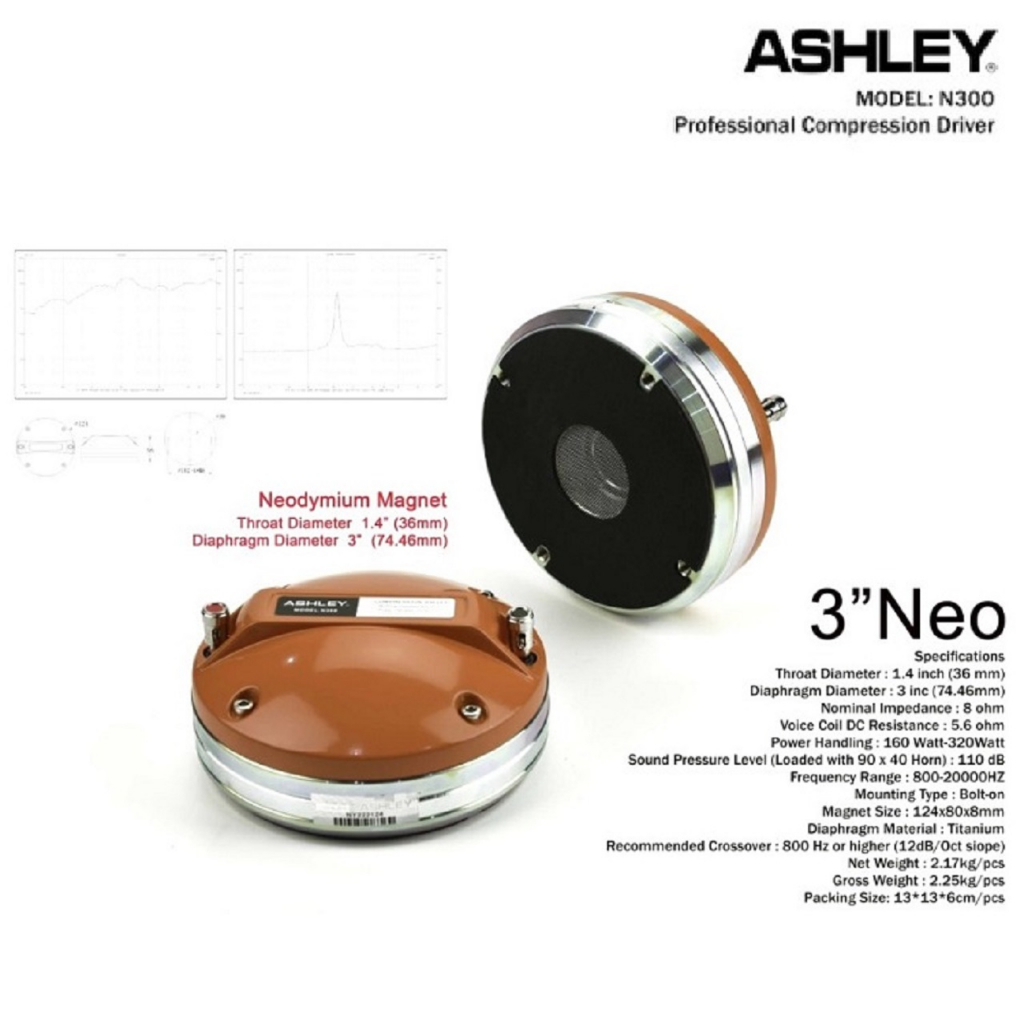 Tweeter Ashley N 300 Original Driver Neodymium ASHLEY N300 3 inch